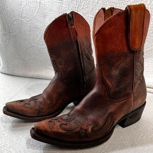 Miss Macie Women Size  7 Weatherford Boot Snip Toe Western Ombre Leather Booties